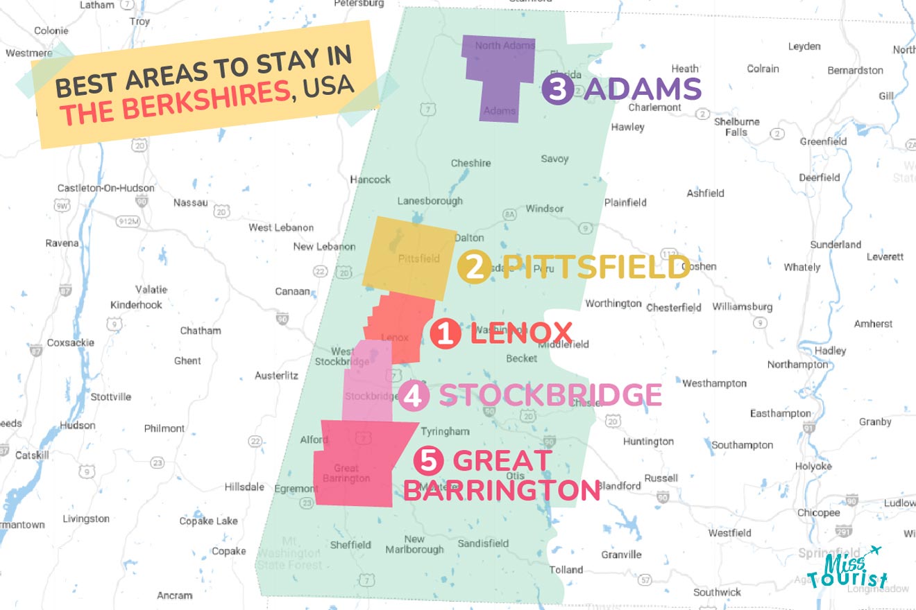 Map of best places to stay Berkshires